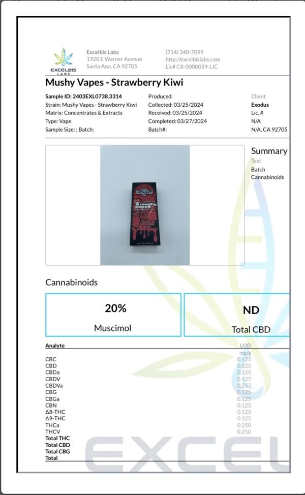 Strawberry Kiwi Exodus Mushy Disposable Vape 2.2G - Image 5