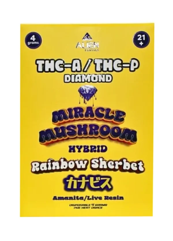 Rainbow Sherbet Alien Exotics Miracle Mushroom THC-A x THC-P Blend Disposable Vape 4G