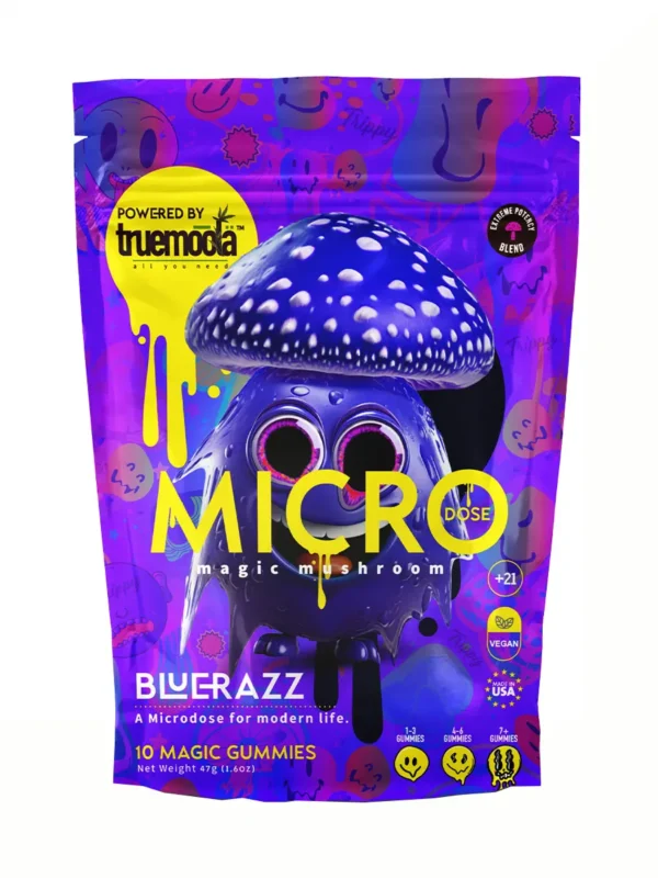 Blue Razz Truemoola Micro Magic Mushroom Gummies 10ct