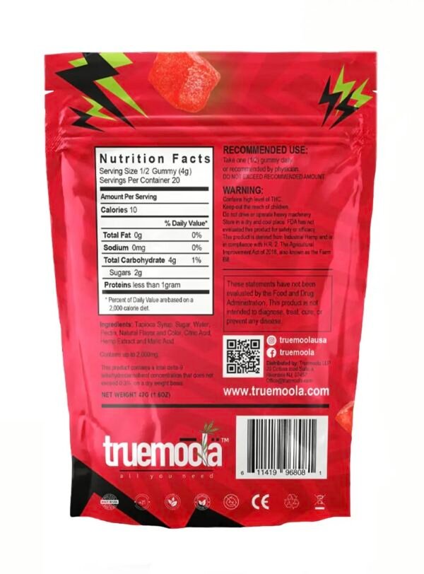 Strawberry Truemoola Sour Cube Live Resin Infused THC Gummies 2000MG - Image 2