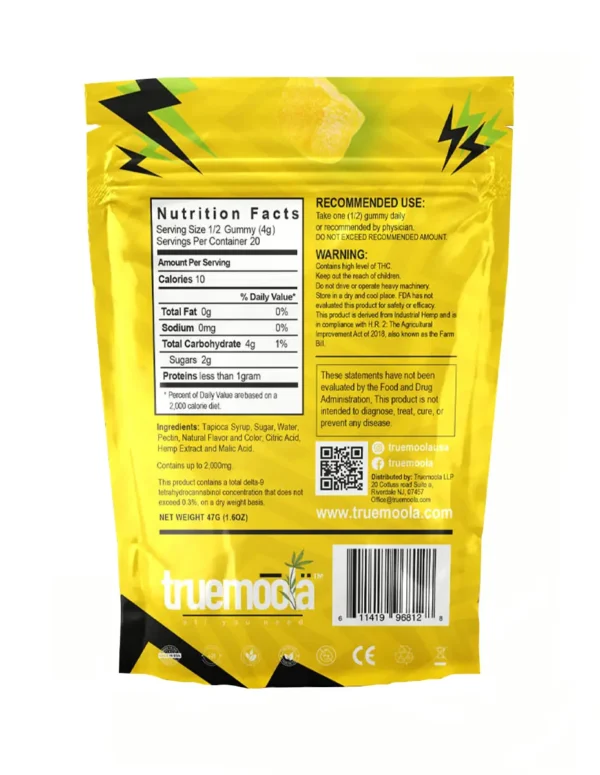 Lemonade Truemoola Sour Cube Live Resin Infused THC Gummies 2000MG - Image 2