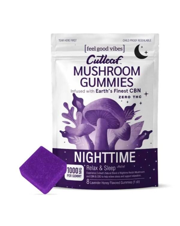 Nighttime Cutleaf Mushroom Gummies Zero THC 1000mg