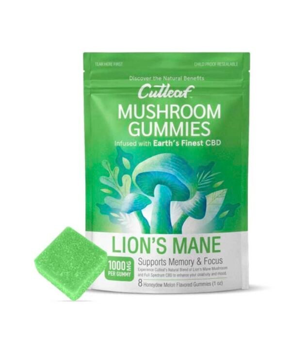 Lion’s Mane Honeydew Melon Cutleaf Mushroom CBD Gummies 1000mg