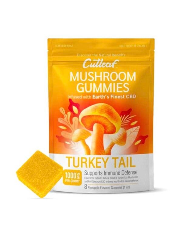 Turkey Tail Pineapple Cutleaf Mushroom CBD Gummies 1000mg