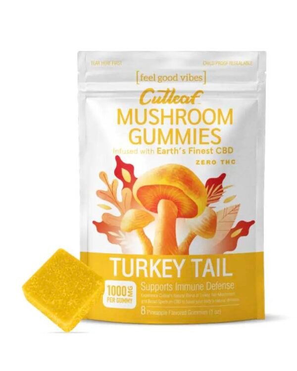 Turkey Tail Cutleaf Mushroom Gummies Zero THC 1000mg