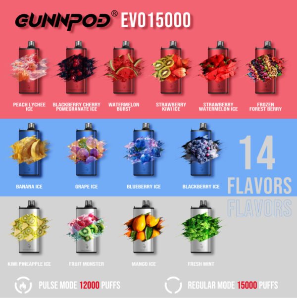 Gunnpod EVO BlackBerry Cherry Pomegranate ice 15000 - Image 3