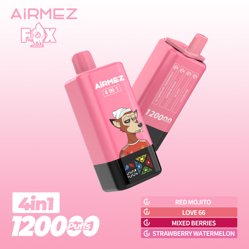 Airmez Fox 4-in-1 Disposable Vape 120000 Puffs Red Mojito & Love 66 & Mixed Berries & Strawberry Watermelon