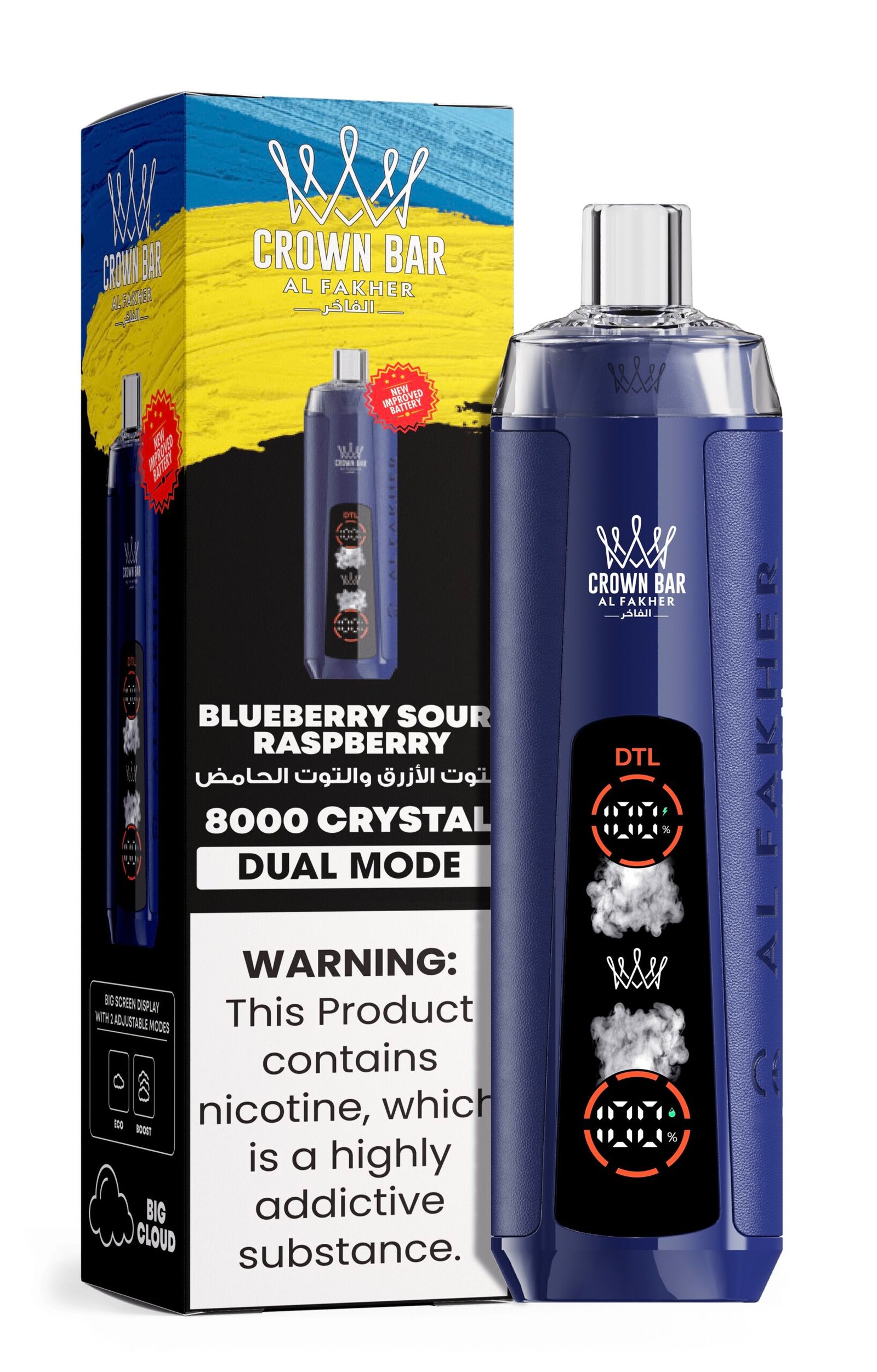 Al Fakher Crystal 8000 Puffs Blue Sour Raspberry Disposable Vape | Dual Mode